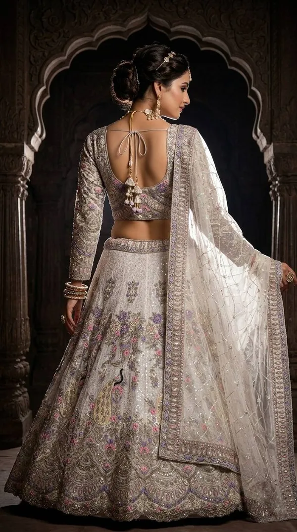 Grey_Embroidered_Lehenga_Choli_Set_For_Women
