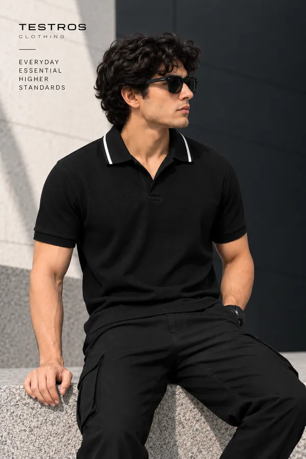 Black_Crape_Relaxed_Fit_Polo_T_Shirt_For_Men