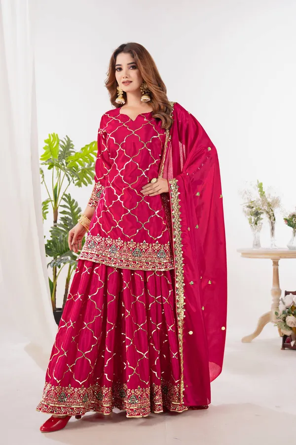 Pink_Silk_Anarkali_Embroidered_Sharara_Kurti_Set_For_Women