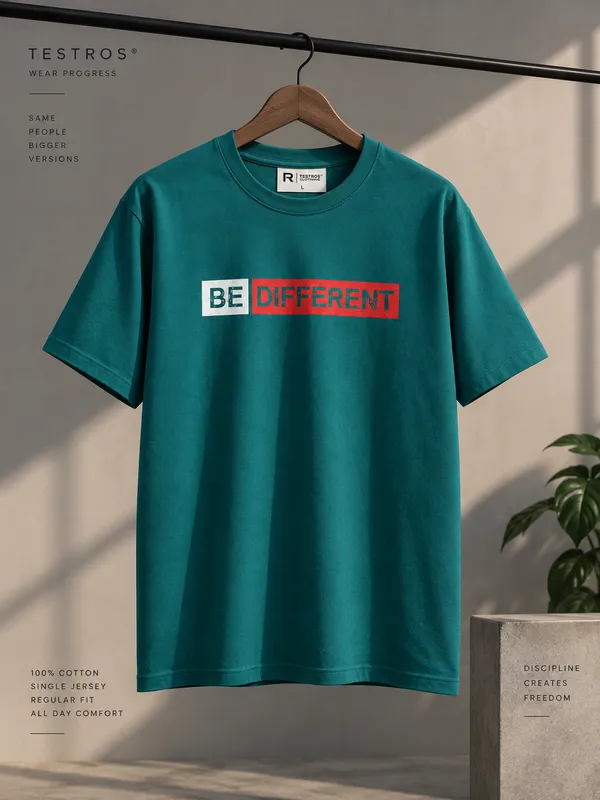 Teal_Green_Cotton_Regular_Fit_Round_Neck_T_Shirt_For_Men