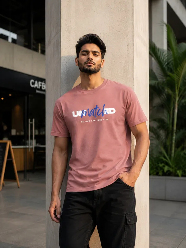 Pink_Casual_Graphic_T-Shirt_for_Men