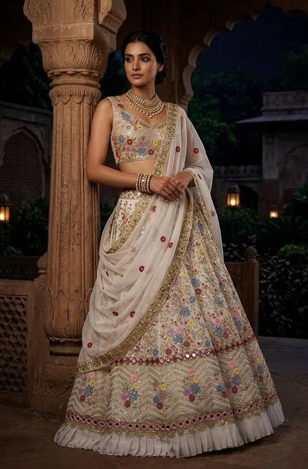 Beige_Embellished_Flared_Lehenga_Choli_For_Women