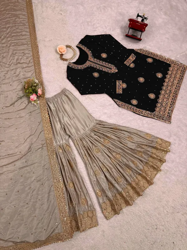 Black_Embroidered_Sharara_Set_Featuring_Intricate_Zari_Thread_Work_And_A_Matching_Dupatta