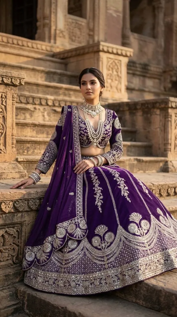 Royal_Purple_Georgette_Thread_And_Sequence_Embroidered_Lehenga_Choli