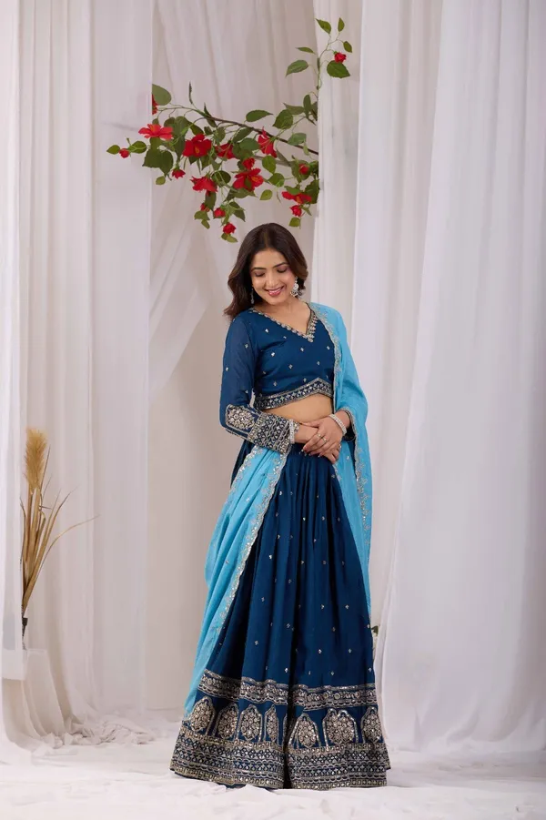 Navy_Blue_Embroidered_Lehenga_Choli_Set_For_Women