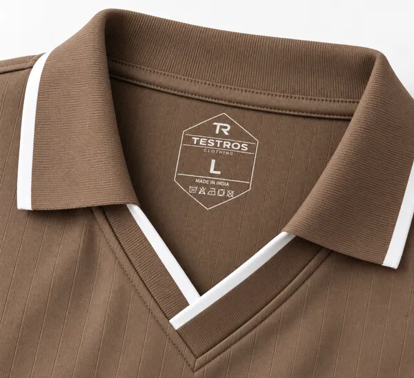 Brown_Jacquard_Contrast_Trim_Polo_T_Shirt_For_Men
