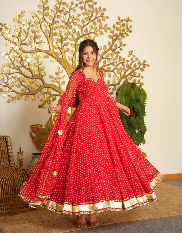 Red_Bandhej_Print_Faux_Georgette_Anarkali_Gown_Set_With_Dupatta_Stitched