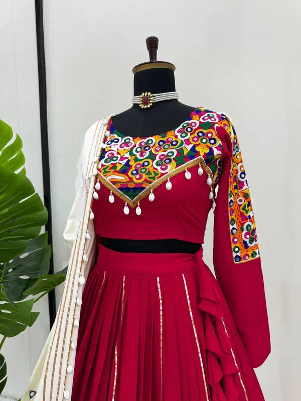 Red_Premium_Rayon_Silk_Semi-Stitched_Lehenga_Set_With_Real_Mirror_And_Kodi_Lace_Work