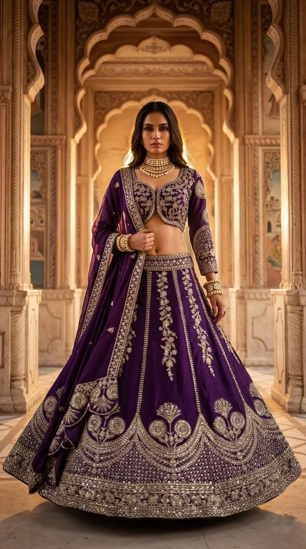 Royal_Purple_Georgette_Thread_And_Sequence_Embroidered_Lehenga_Choli