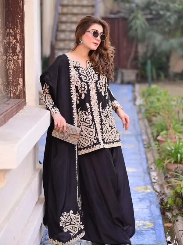 Black_Faux_Georgette_Embroidered_Farshi_Palazzo_Set_Stitched