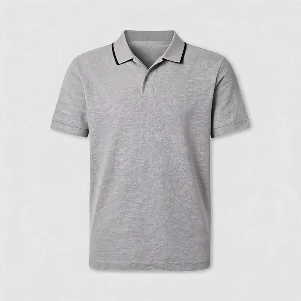 Grey_Crepe_Regular_Fit_Polo_T_Shirt_For_Men