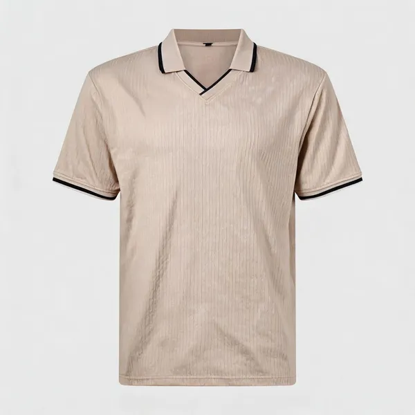 Beige_Jacquard_Contrast_Trim_Polo_T_Shirt_For_Men