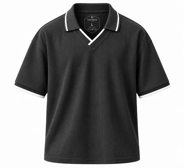 Black_Jacquard_Drop_Fit_Polo_T_Shirt_For_Men