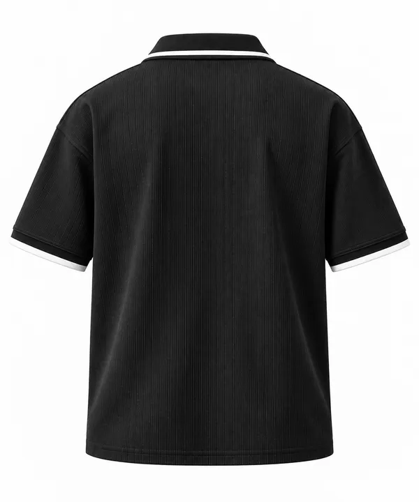 Black_Jacquard_Drop_Fit_Polo_T_Shirt_For_Men