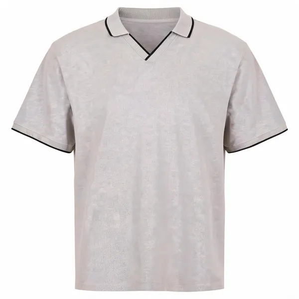 Grey_Jacquard_Contrast_Piping_Polo_T_Shirt_For_Men