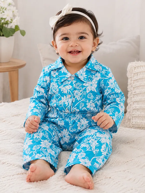Blue_Cotton_Floral_Print_Full_Sleeve_Jumpsuit_For_Girls