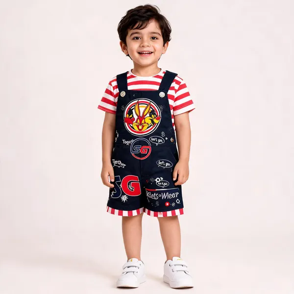 Multicolor_Denim_Striped_Dungaree_Set_For_Boys