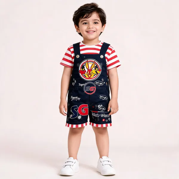 Multicolor_Denim_Striped_Dungaree_Set_For_Boys