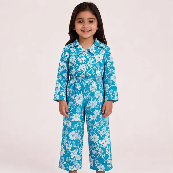 Blue_Cotton_Floral_Print_Full_Sleeve_Jumpsuit_For_Girls