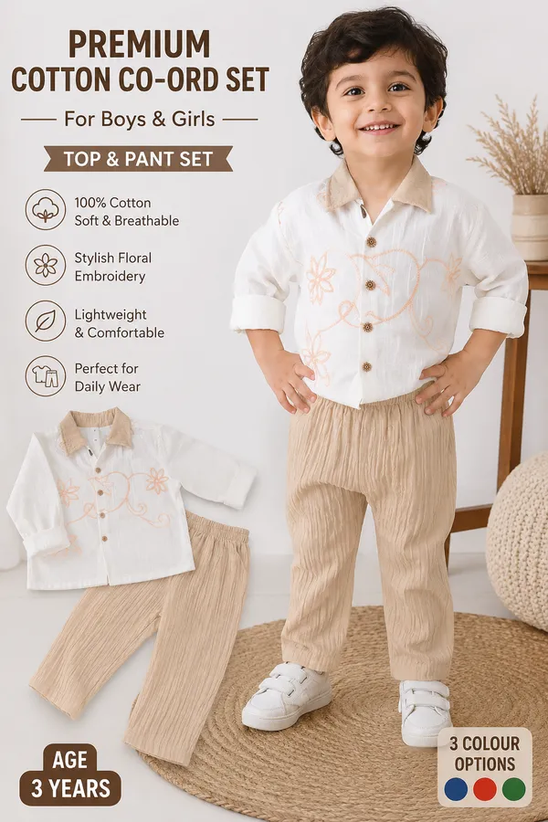White_Chanderi_Embroidered_Regular_Fit_Co-Ord_Set_For_Kids