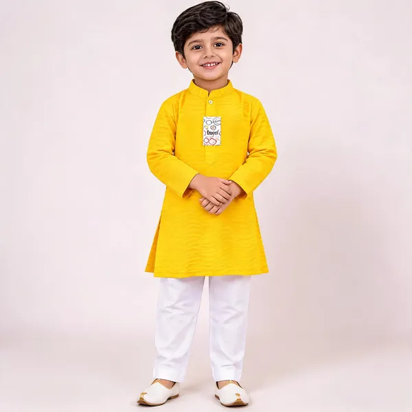 Yellow_Cotton_Regular_Fit_Kurta_Pajama_Set_For_Boys