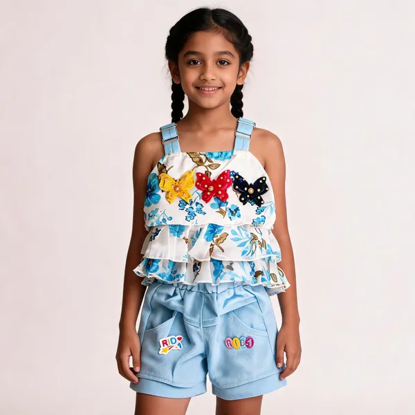 Blue_Chiffon_Floral_Print_Two_Piece_Outfit_For_Baby_Girls