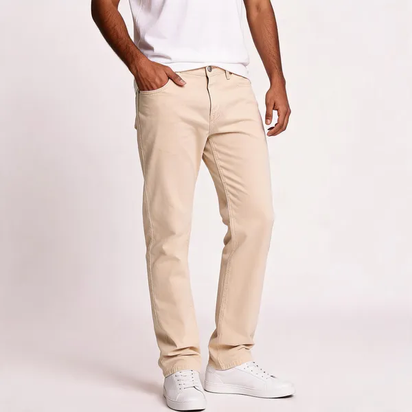 Cream_Denim_Straight_Fit_Jeans_For_Men