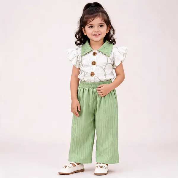 Green_White_Chanderi_Flutter_Sleeve_Co_Ord_Set_For_Girls