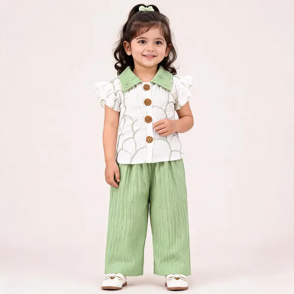 Green_White_Chanderi_Flutter_Sleeve_Co_Ord_Set_For_Girls
