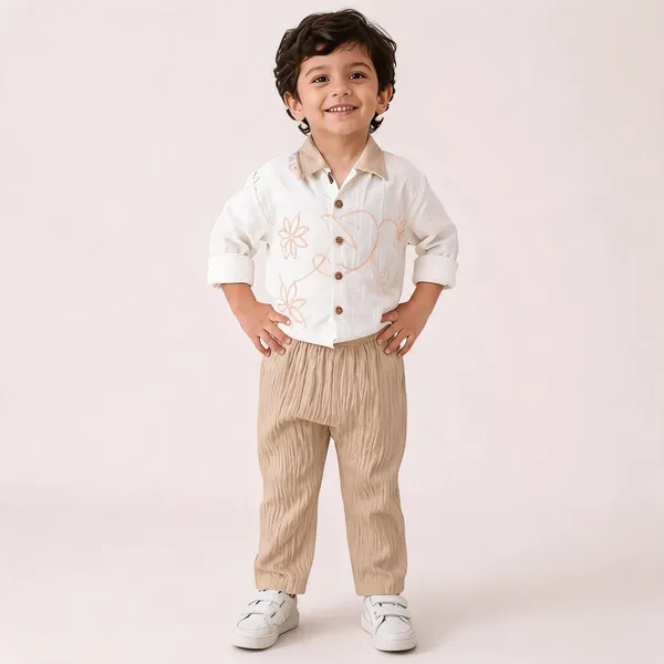 White_Chanderi_Embroidered_Regular_Fit_Co-Ord_Set_For_Kids