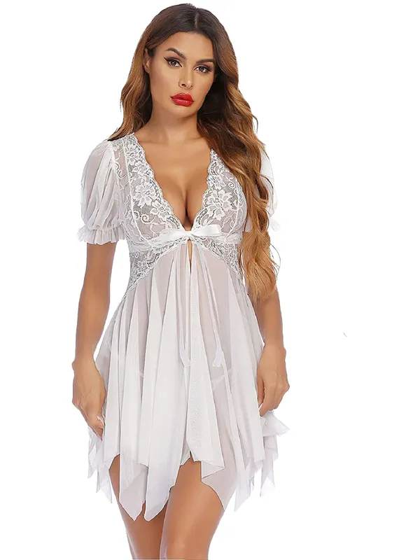 Lace_Embroidered_Babydoll_Sleepwear_White