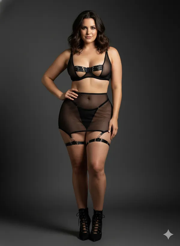 Balck_Mesh_With_Strapped_Bra_Set