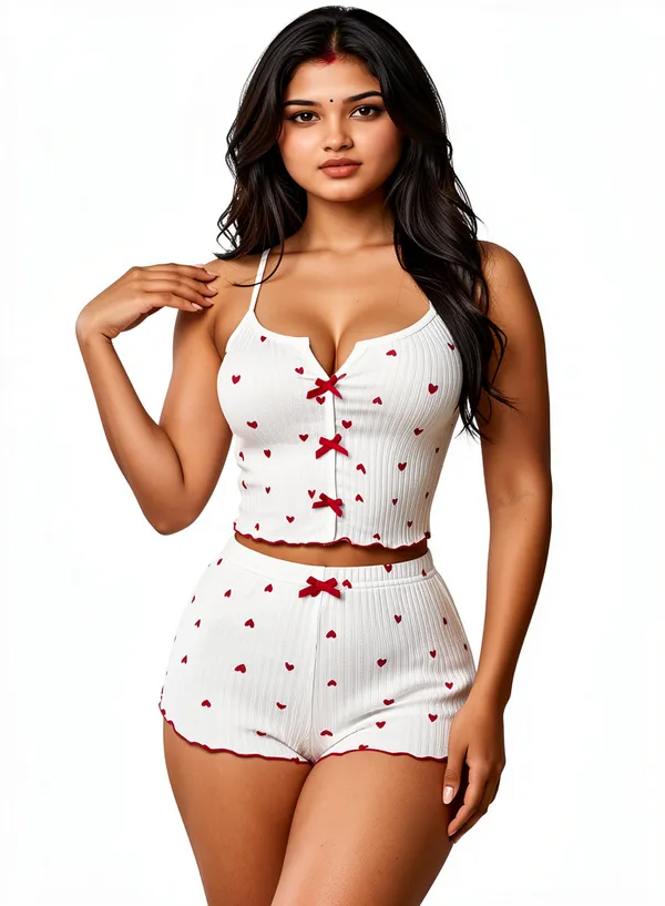White_Heart_Shorts_Co_Ord_Set_White