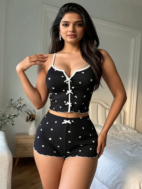 Black_Heart_Ribbed_Short_Set_Black