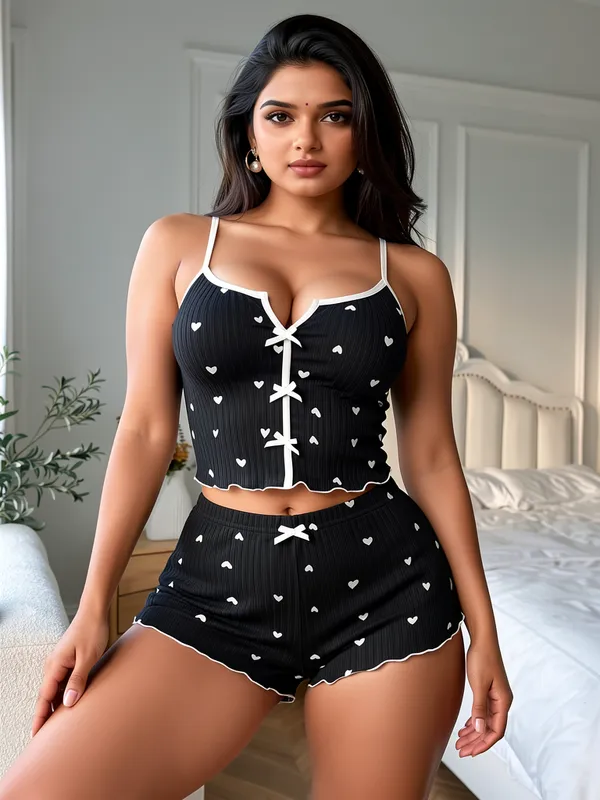 Black_Heart_Ribbed_Short_Set_Black