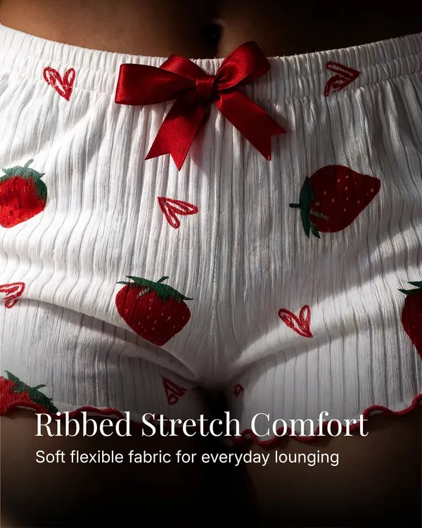 White_Strawberry_Ribbed_Night_Suit_White