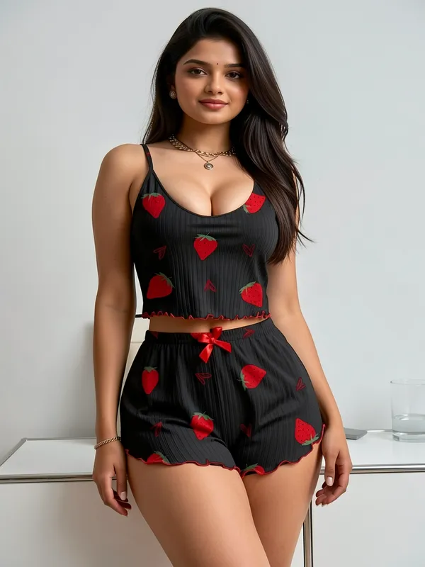Black_Strawberry_Ribbed_Night_Suit_Black