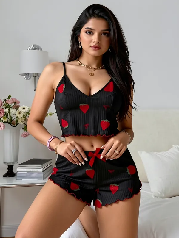 Black_Strawberry_Ribbed_Night_Suit_Black