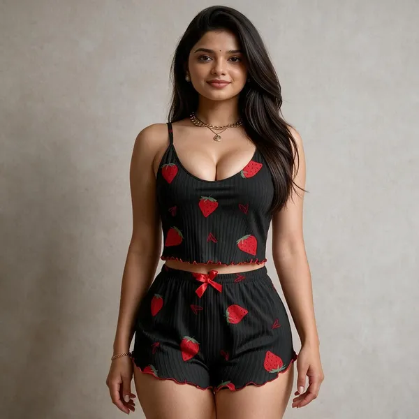 Black_Strawberry_Ribbed_Night_Suit_Black