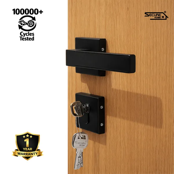 Black_White_Metal_Modern_Lever_Door_Handle_Lock_Set