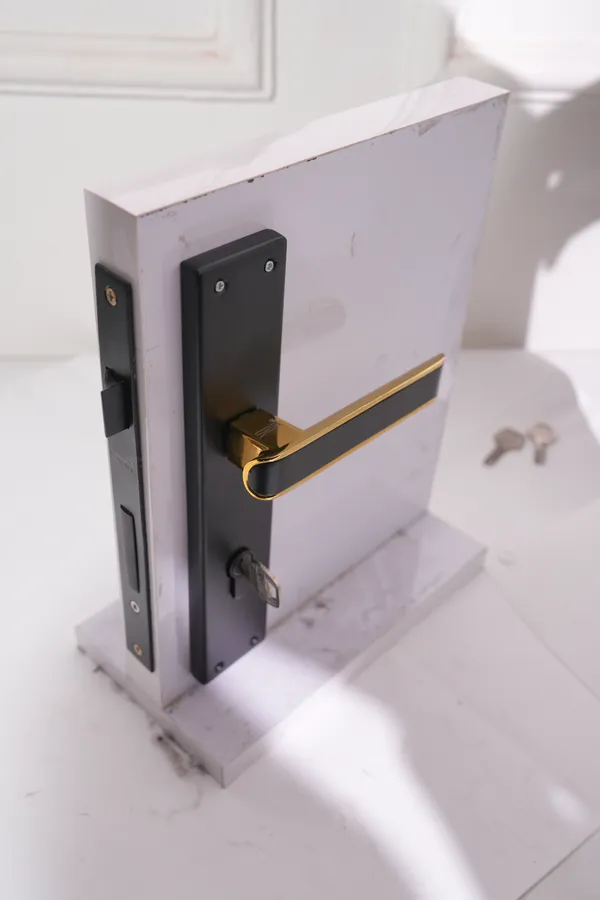 Black_And_Gold_White_Metal_Modern_Lever_Door_Handle_Lock_Set