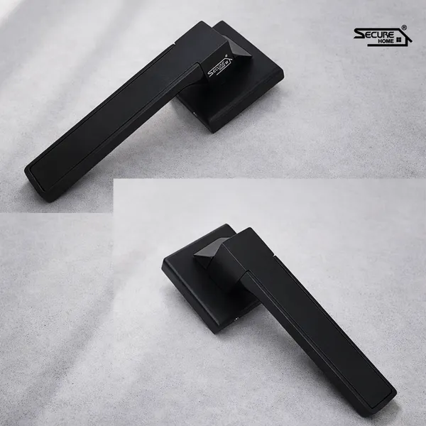 Black_White_Metal_Modern_Lever_Door_Handle_Lock_Set