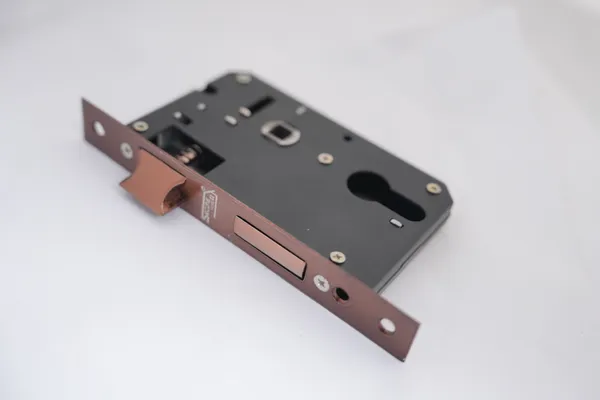 Black_And_Rose_Gold_Iron_Modern_Mortise_Door_Lock_Body_With_Strike_Plate