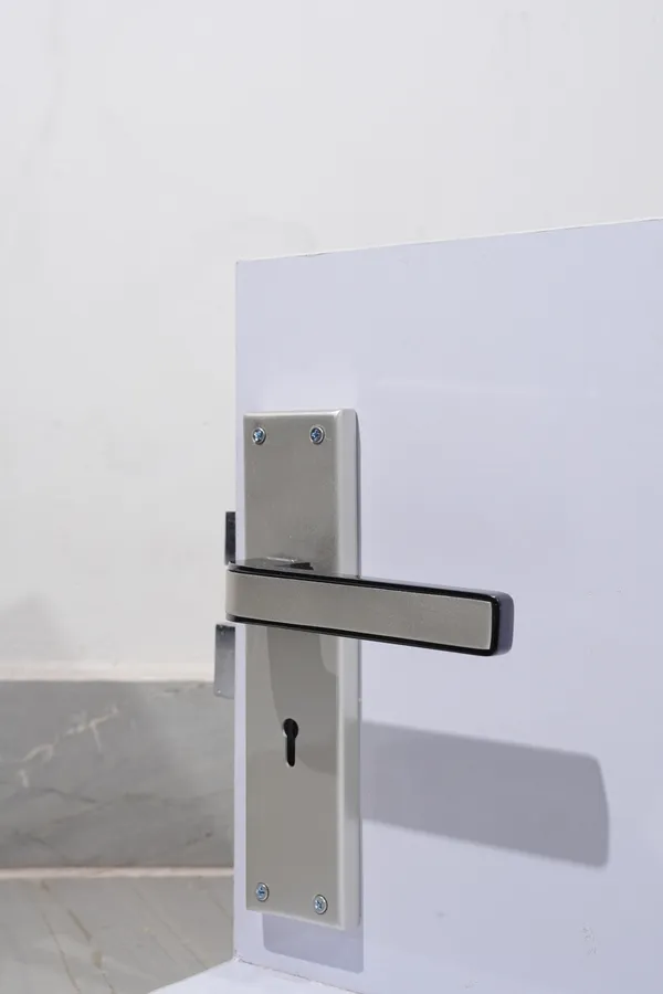 Silver_And_Black_White_Metal_Modern_Lever_Door_Lock_Set
