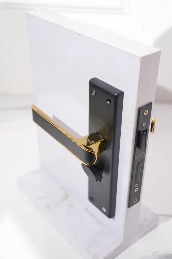 Black_And_Gold_White_Metal_Modern_Lever_Mortise_Door_Handle_Set