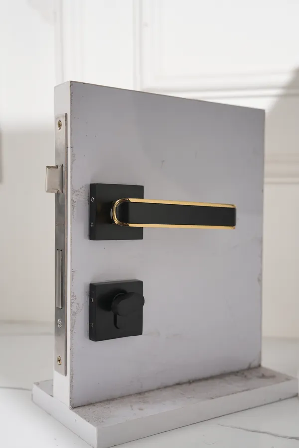 Black_And_Gold_White_Metal_Modern_Rose_Lever_Mortise_Door_Lock_Set