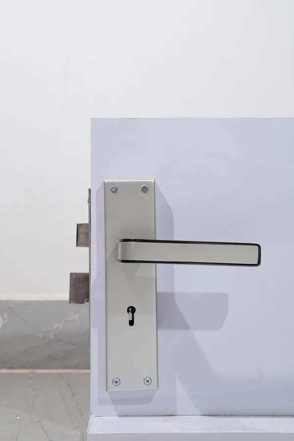 Silver_And_Black_White_Metal_Modern_Lever_Door_Lock_Set