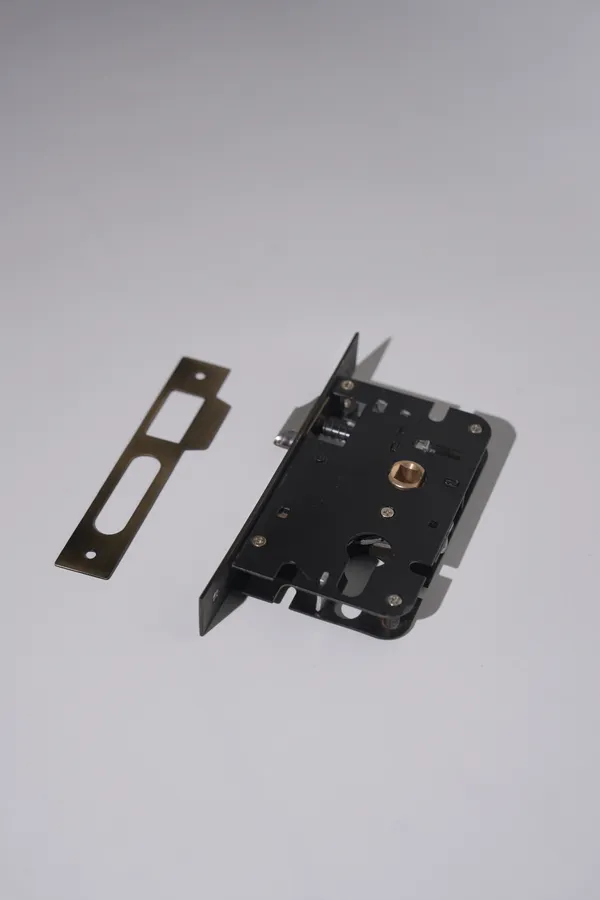 Black_And_Gold_Iron_Modern_Mortise_Door_Lock_Body_With_Strike_Plate