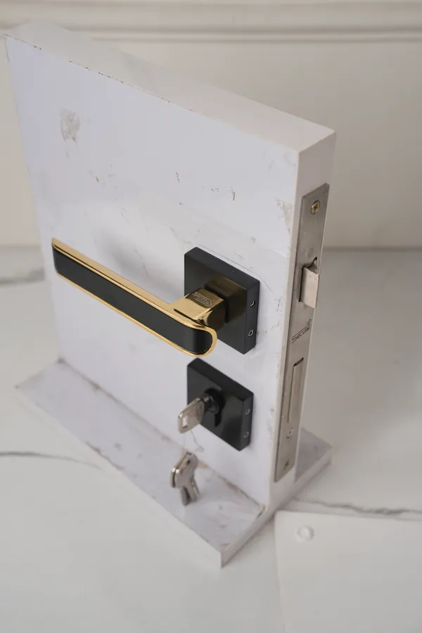 Black_And_Gold_White_Metal_Modern_Rose_Lever_Mortise_Door_Lock_Set