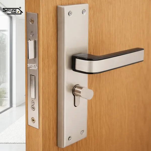 Silver_And_Black_White_Metal_Modern_Lever_Door_Lock_Set